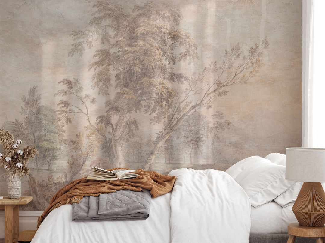 Aged Fresco Mural - Antique Scenic Wallpaper