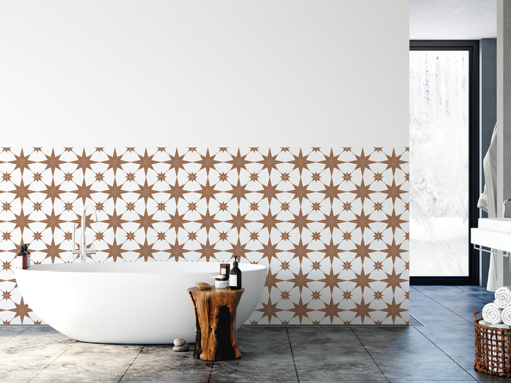 Terracotta Vintage Pattern Vinyl Star Tile Stickers Pack