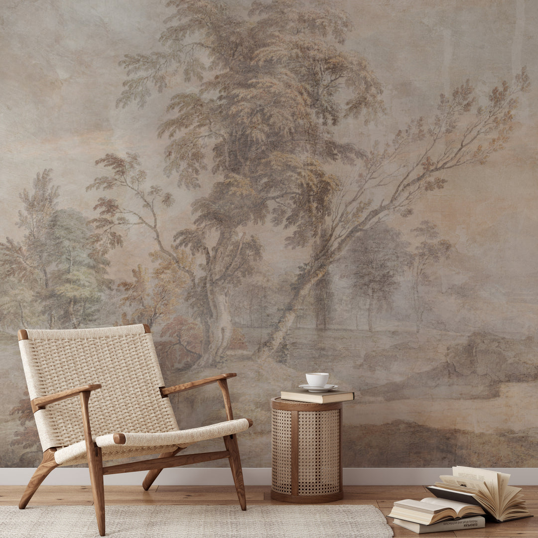 Aged Fresco Mural - Antique Scenic Wallpaper