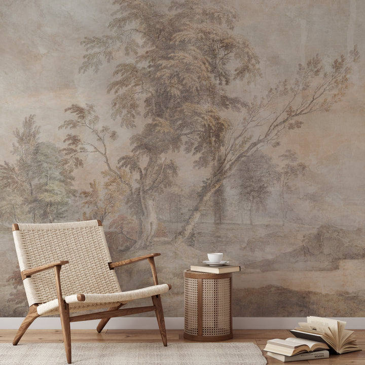 Aged Fresco Mural - Antique Scenic Wallpaper