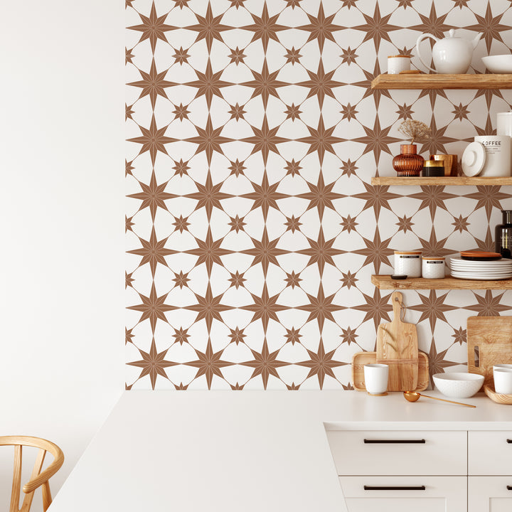 Terracotta Vintage Pattern Vinyl Star Tile Stickers Pack
