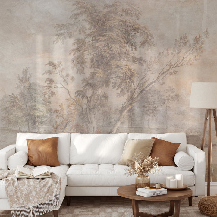 Aged Fresco Mural - Antique Scenic Wallpaper