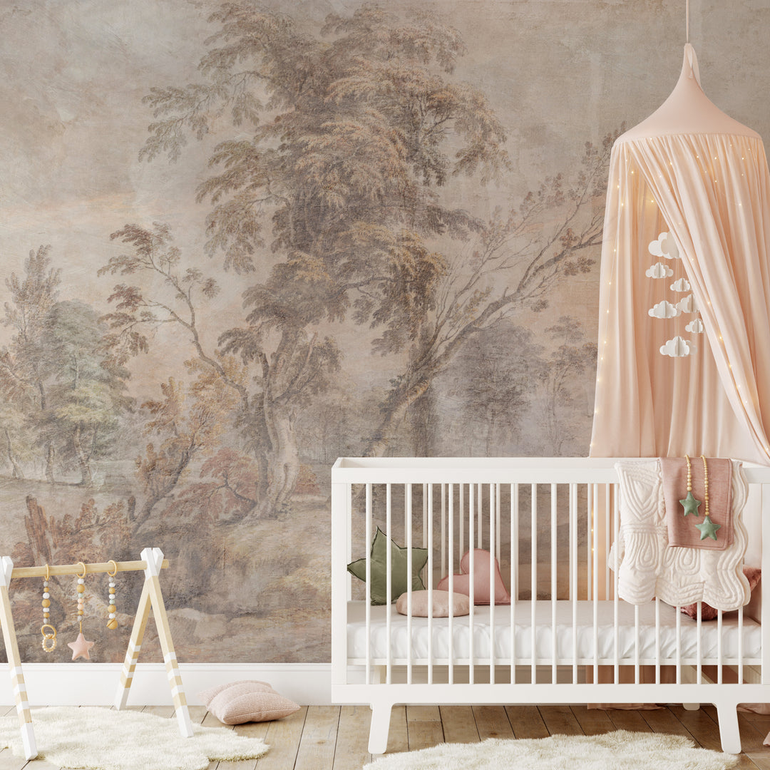 Aged Fresco Mural - Antique Scenic Wallpaper