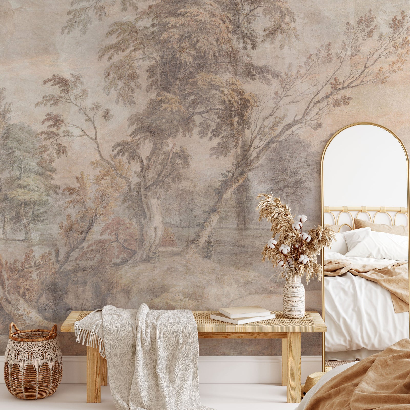 Aged Fresco Mural - Antique Scenic Wallpaper