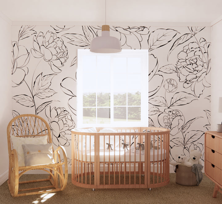 The Minimalist Peony Mural