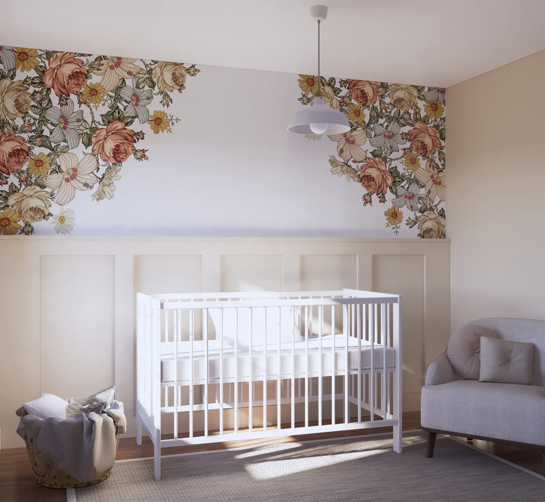 Vintage Nursery Floral Corner Decals