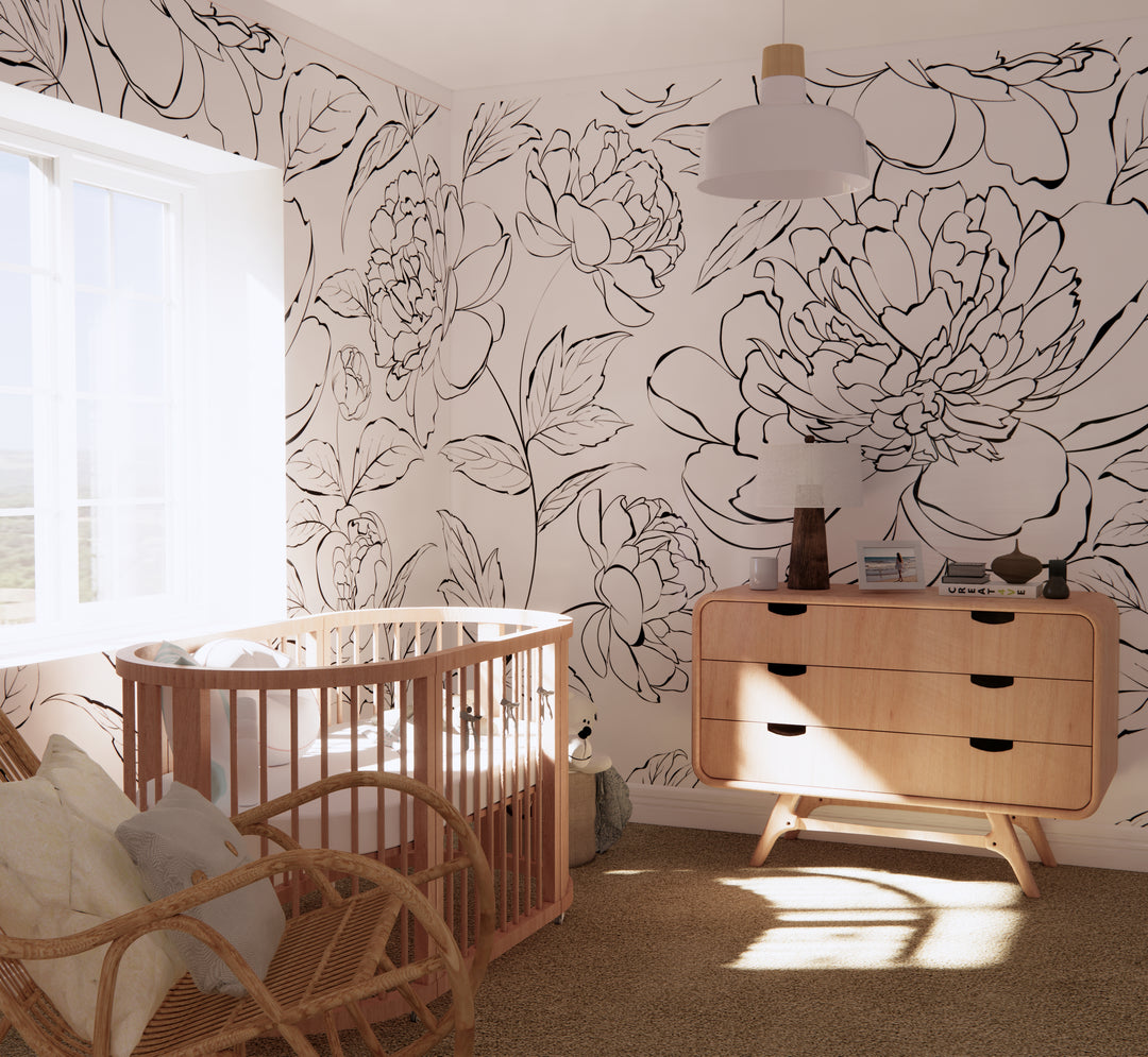 The Minimalist Peony Mural