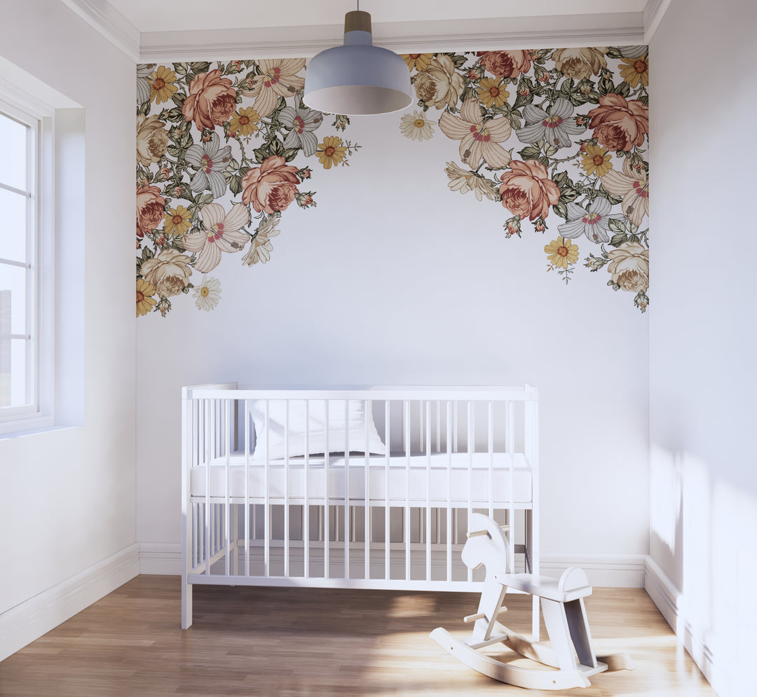 Vintage Nursery Floral Corner Decals