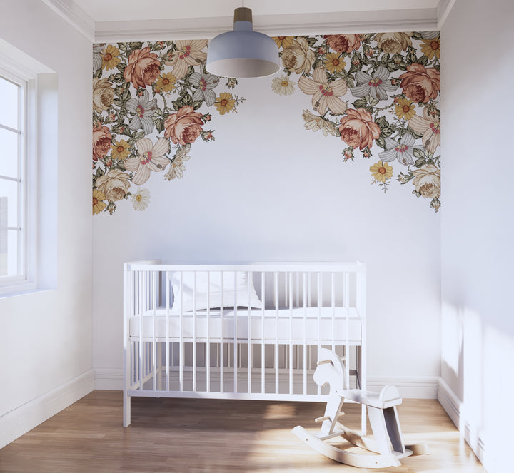Vintage Nursery Floral Corner Decals