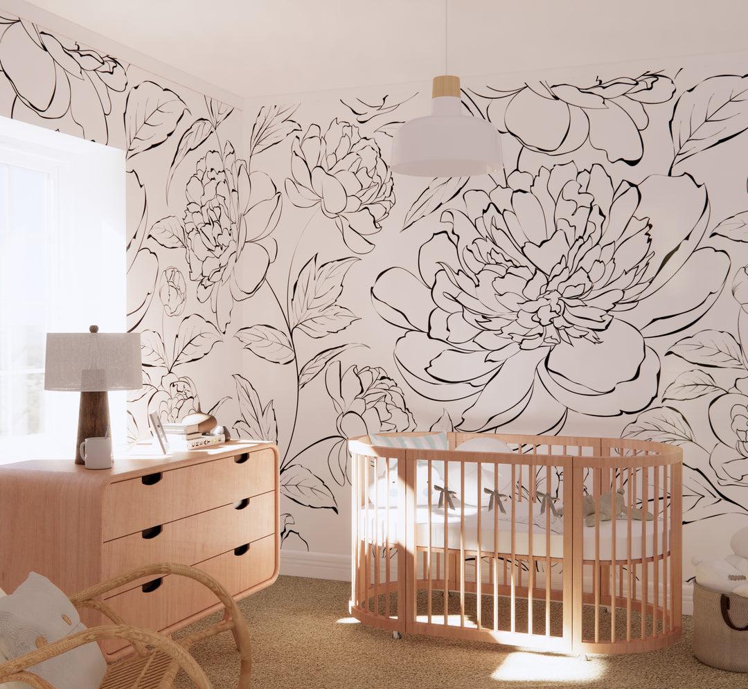 The Minimalist Peony Mural