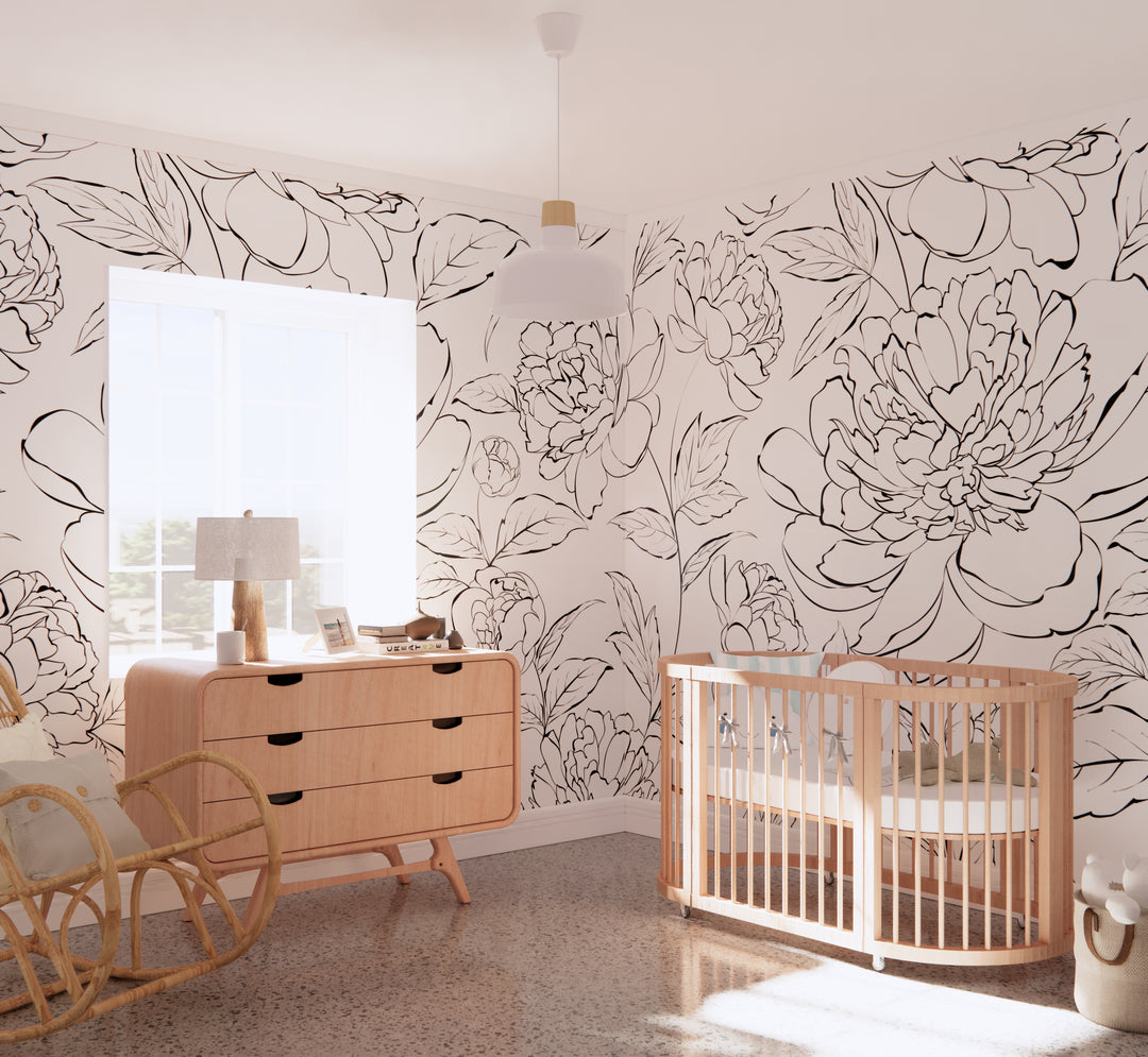 The Minimalist Peony Mural