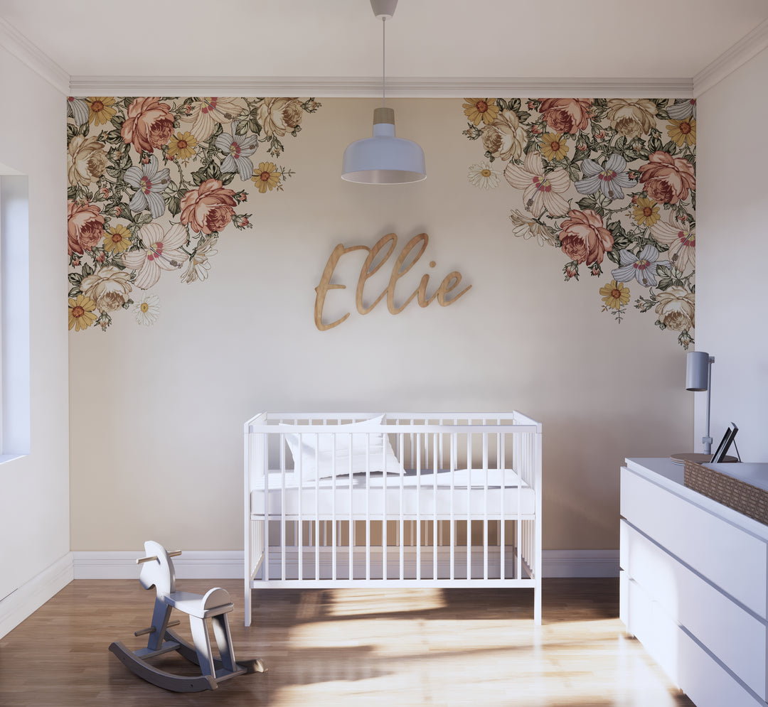 Vintage Nursery Floral Corner Decals