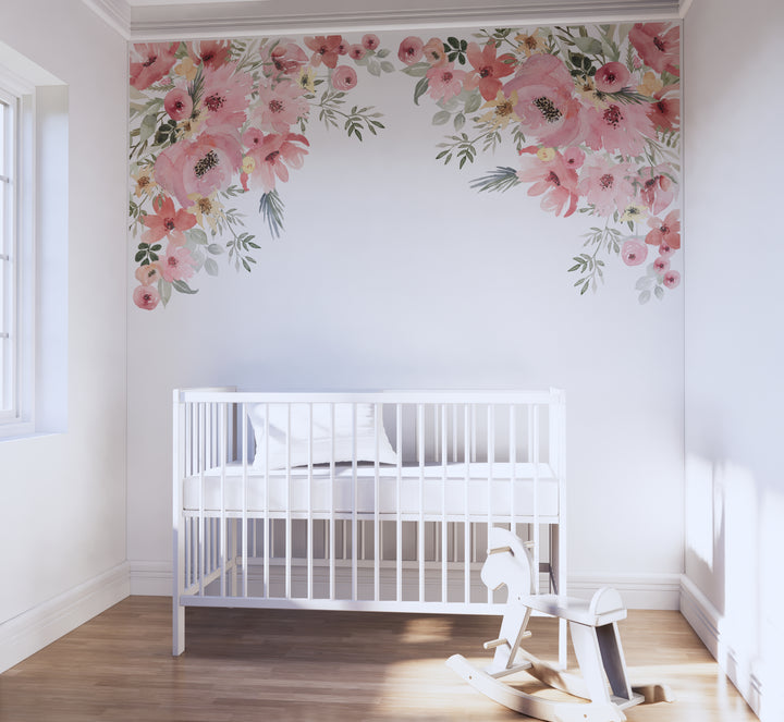Watercolor Nursery Floral Corner Decals