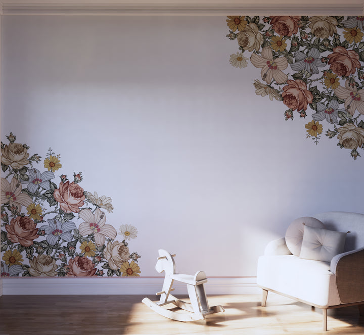 Vintage Nursery Floral Corner Decals