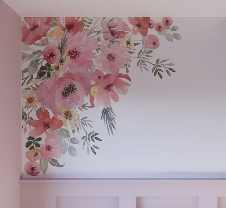 Watercolor Nursery Floral Corner Decals
