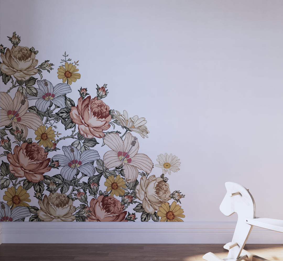 Vintage Nursery Floral Corner Decals