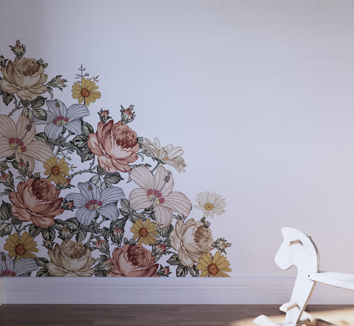 Vintage Nursery Floral Corner Decals