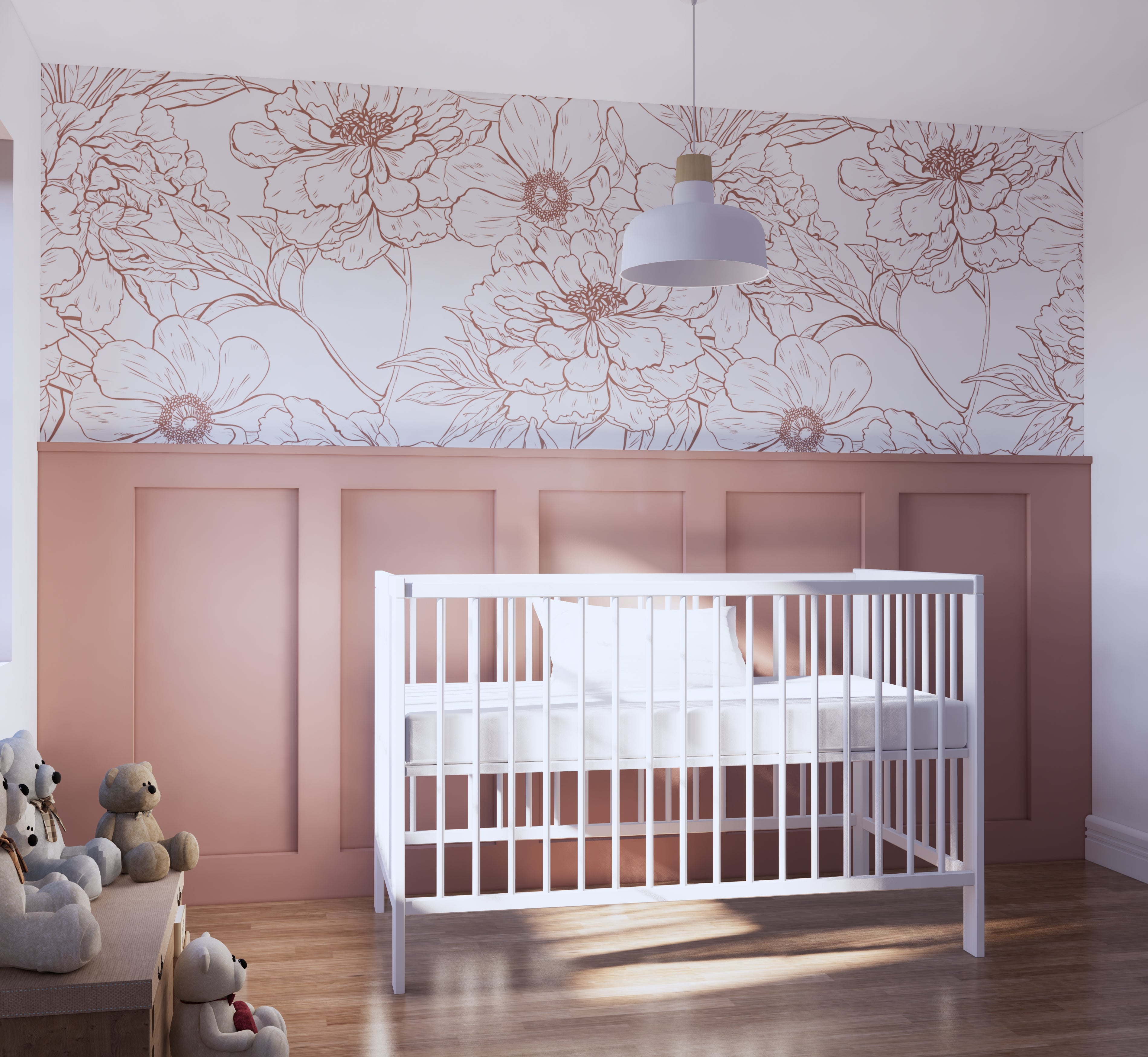 Minimalist Coral Bloom Wallpaper Mural – Koko Art Shop