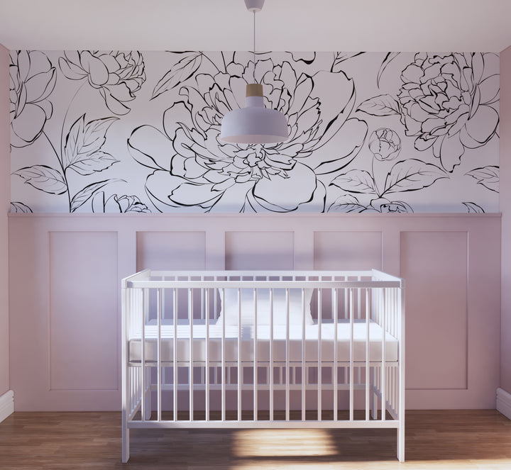 The Minimalist Peony Mural