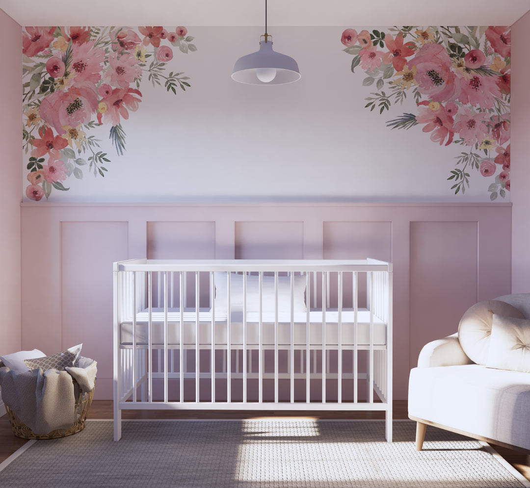 Watercolor Nursery Floral Corner Decals