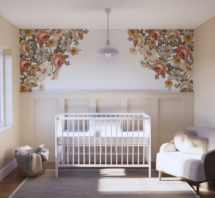 Vintage Nursery Floral Corner Decals