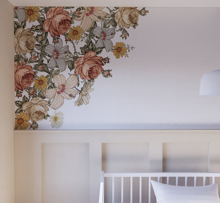Vintage Nursery Floral Corner Decals