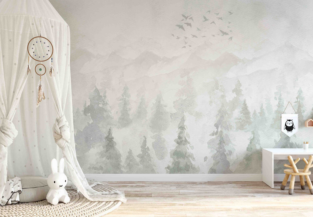 Cold Woodland Forest Mural