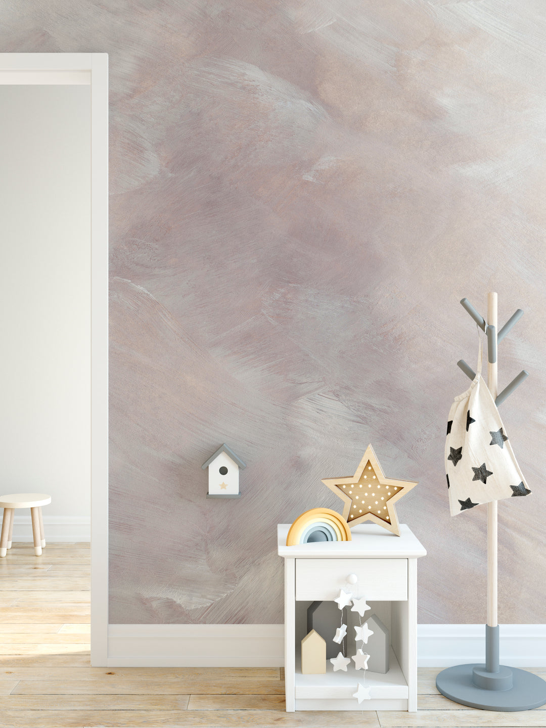 Light Brush Strokes Large Scale Mural