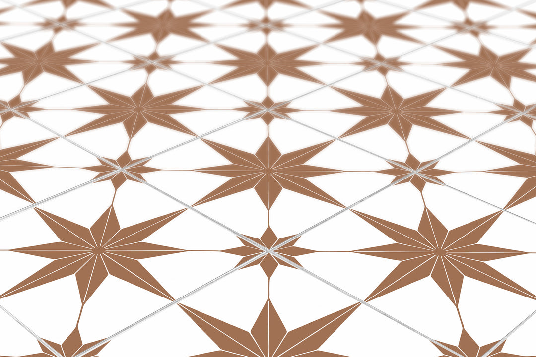 Terracotta Vintage Pattern Vinyl Star Tile Stickers Pack