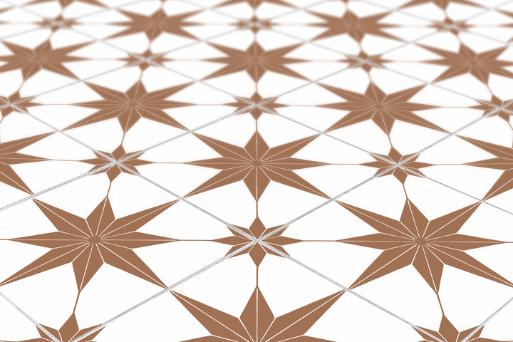 Terracotta Vintage Pattern Vinyl Star Tile Stickers Pack