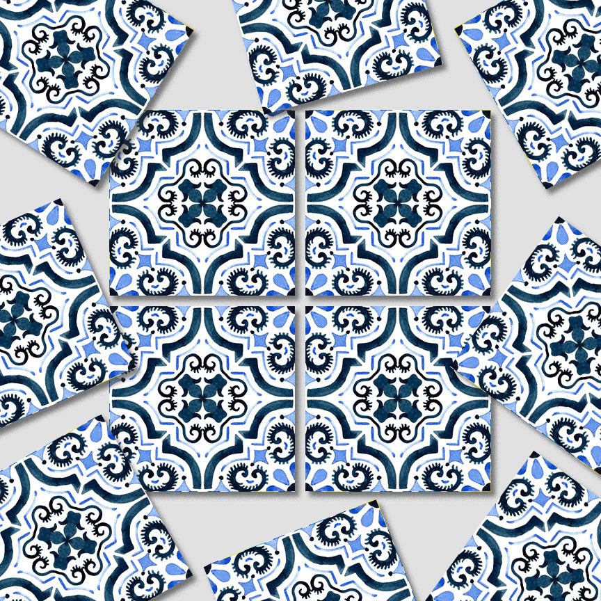 Blue Moroccan Tile Decal Vinyl Stickers Pack