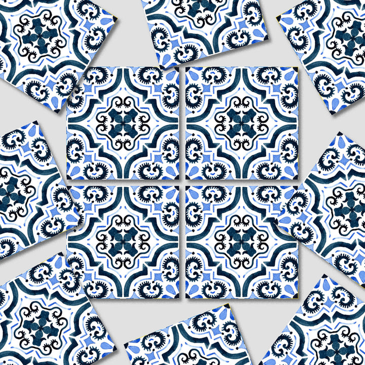 Blue Moroccan Tile Decal Vinyl Stickers Pack