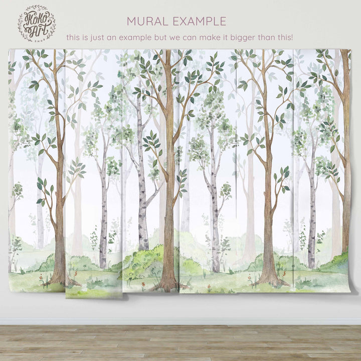 Woodland Forest Trees Mural
