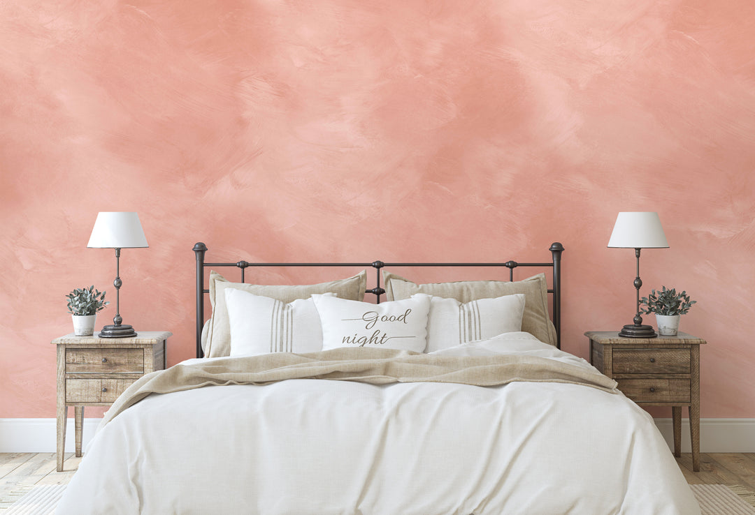 Angelina Minimalist Warm Peach Wallpaper Mural
