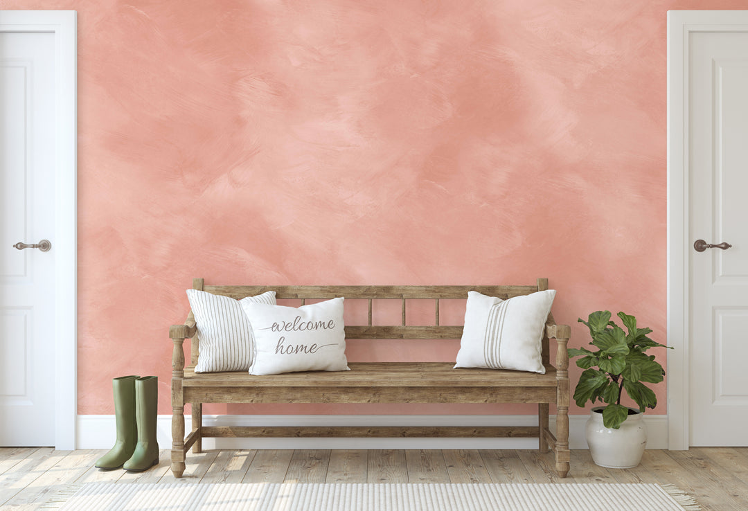 Angelina Minimalist Warm Peach Wallpaper Mural
