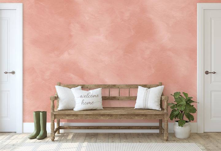 Angelina Minimalist Warm Peach Wallpaper Mural