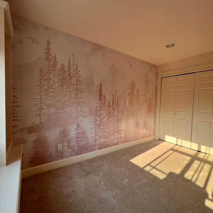Girly Winter Forest in Pink Mural