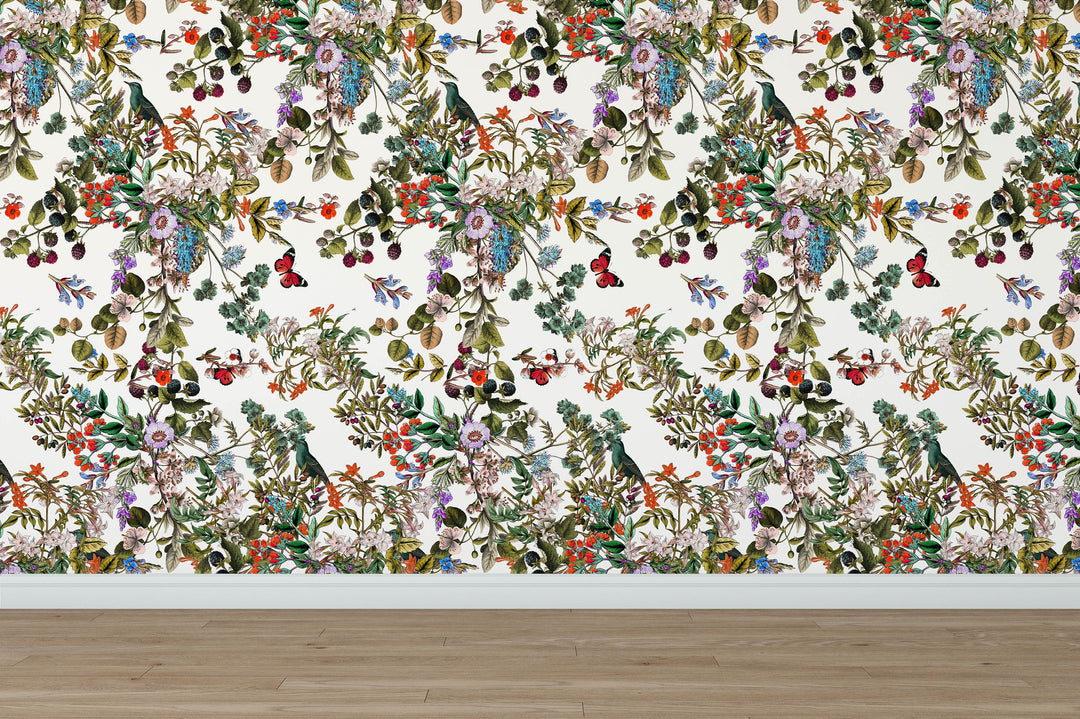 Vintage Botanical Wildflowers Floral Peel and Stick Removable Self Adhesive Wallpaper A028