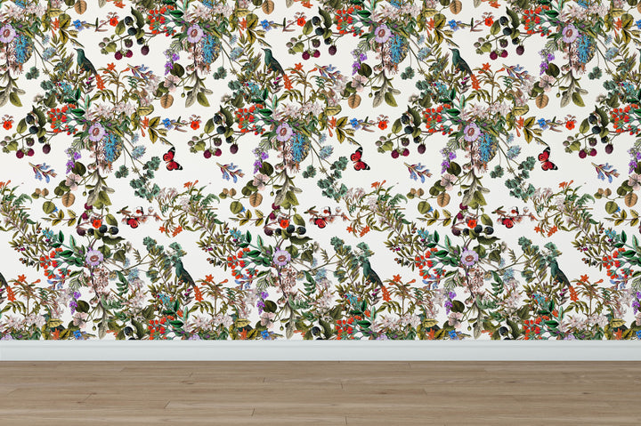 Vintage Botanical Wildflowers Floral Peel and Stick Removable Self Adhesive Wallpaper A028