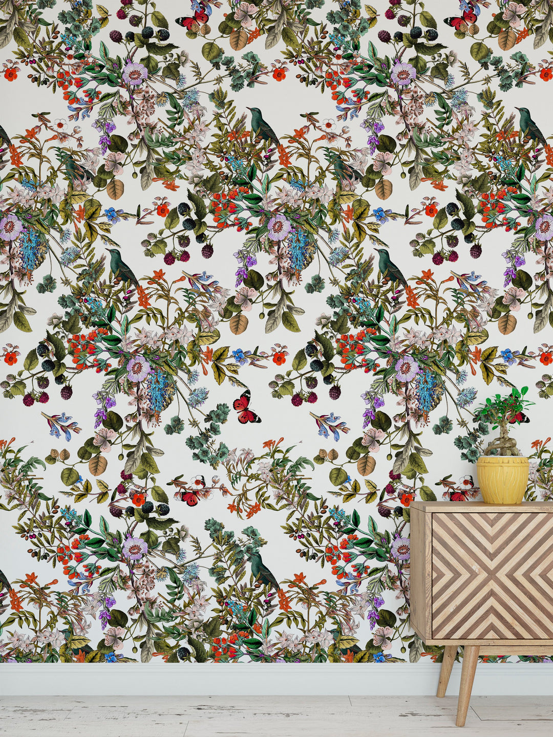 Vintage Botanical Wildflowers Floral Peel and Stick Removable Self Adhesive Wallpaper A028