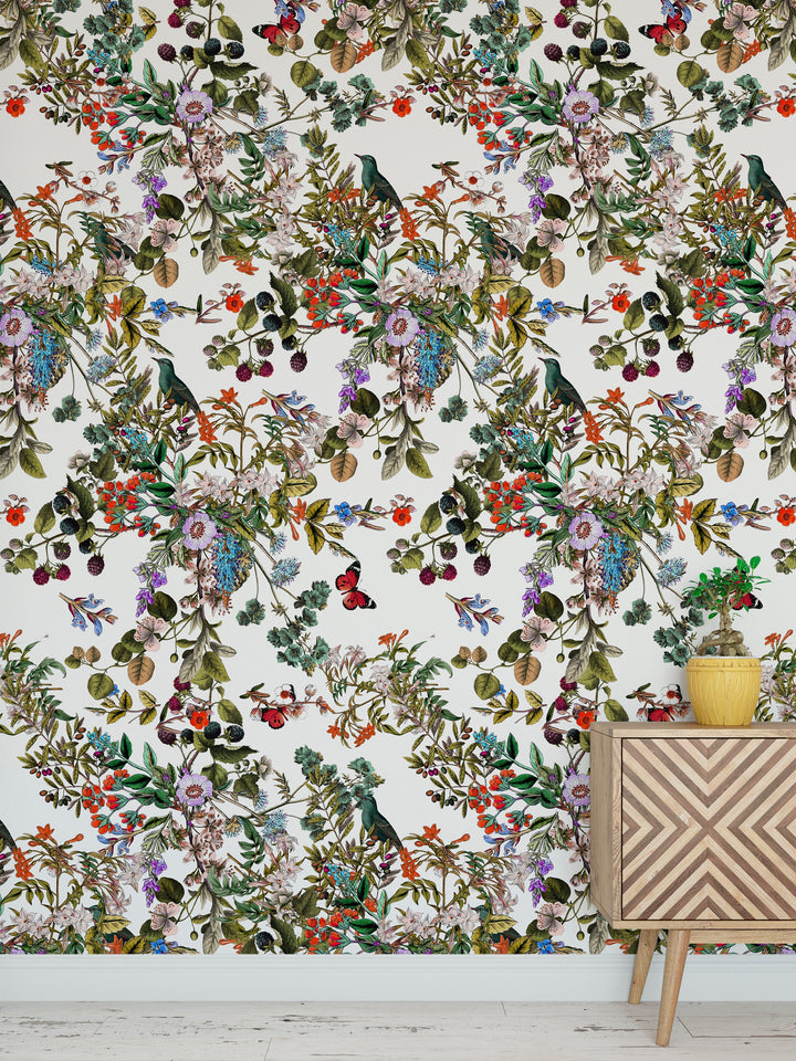Vintage Botanical Wildflowers Floral Peel and Stick Removable Self Adhesive Wallpaper A028