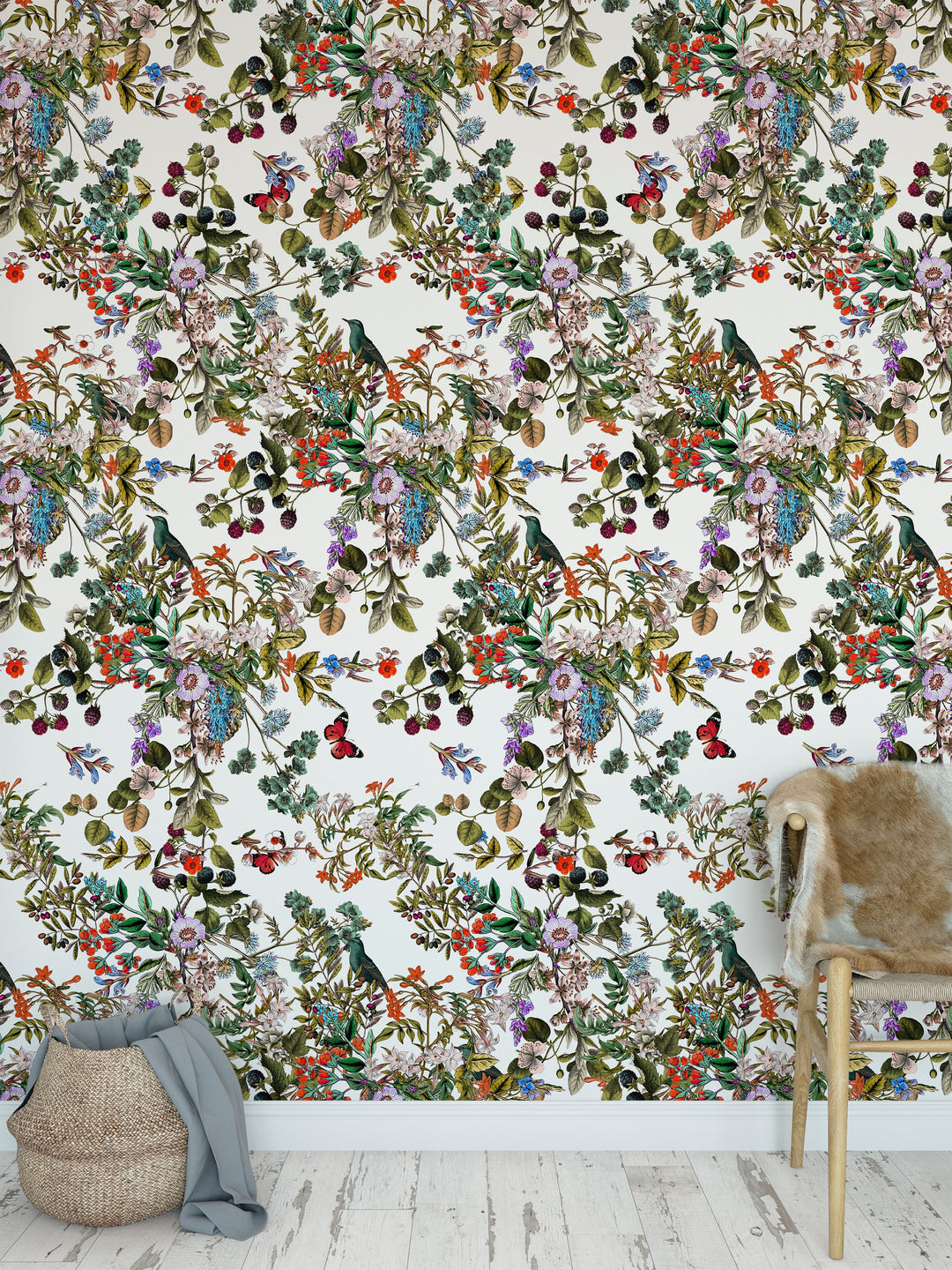 Vintage Botanical Wildflowers Floral Peel and Stick Removable Self Adhesive Wallpaper A028
