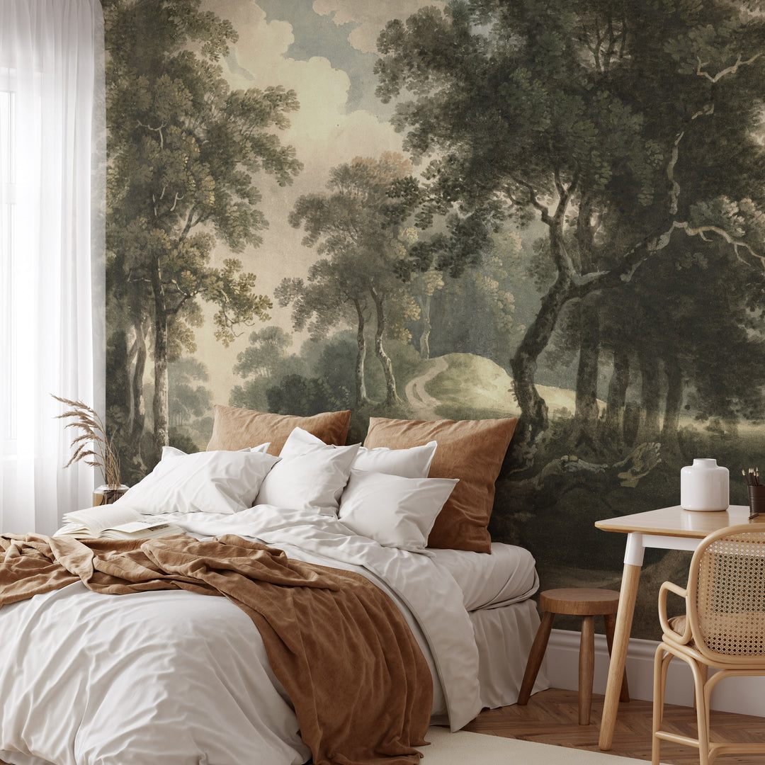 Dark Antique Woodland Trail Mural