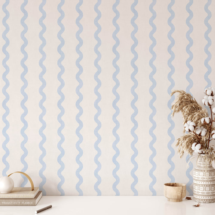 Minimalist Linen Wave Stripe Wallpaper