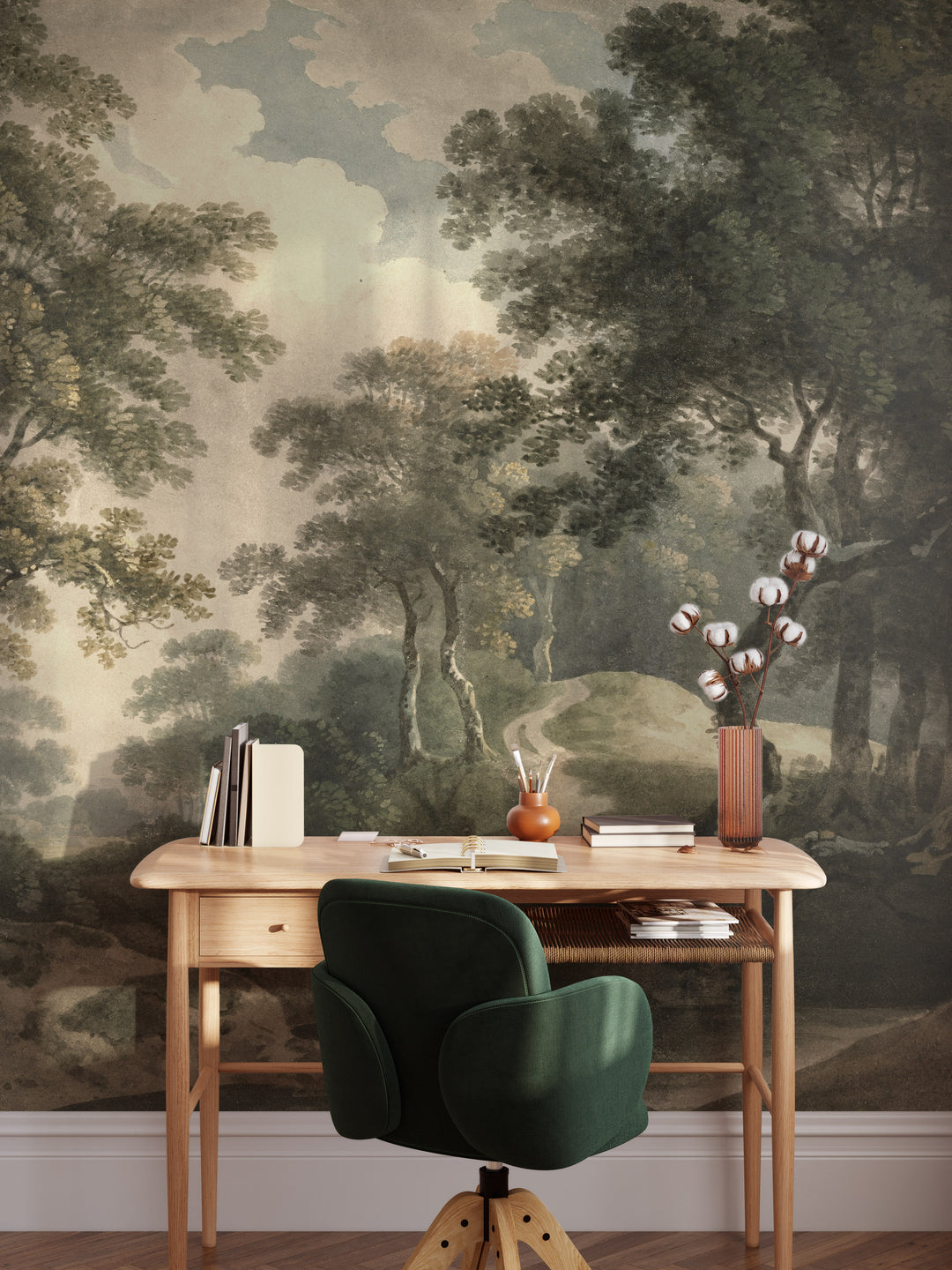Dark Antique Woodland Trail Mural