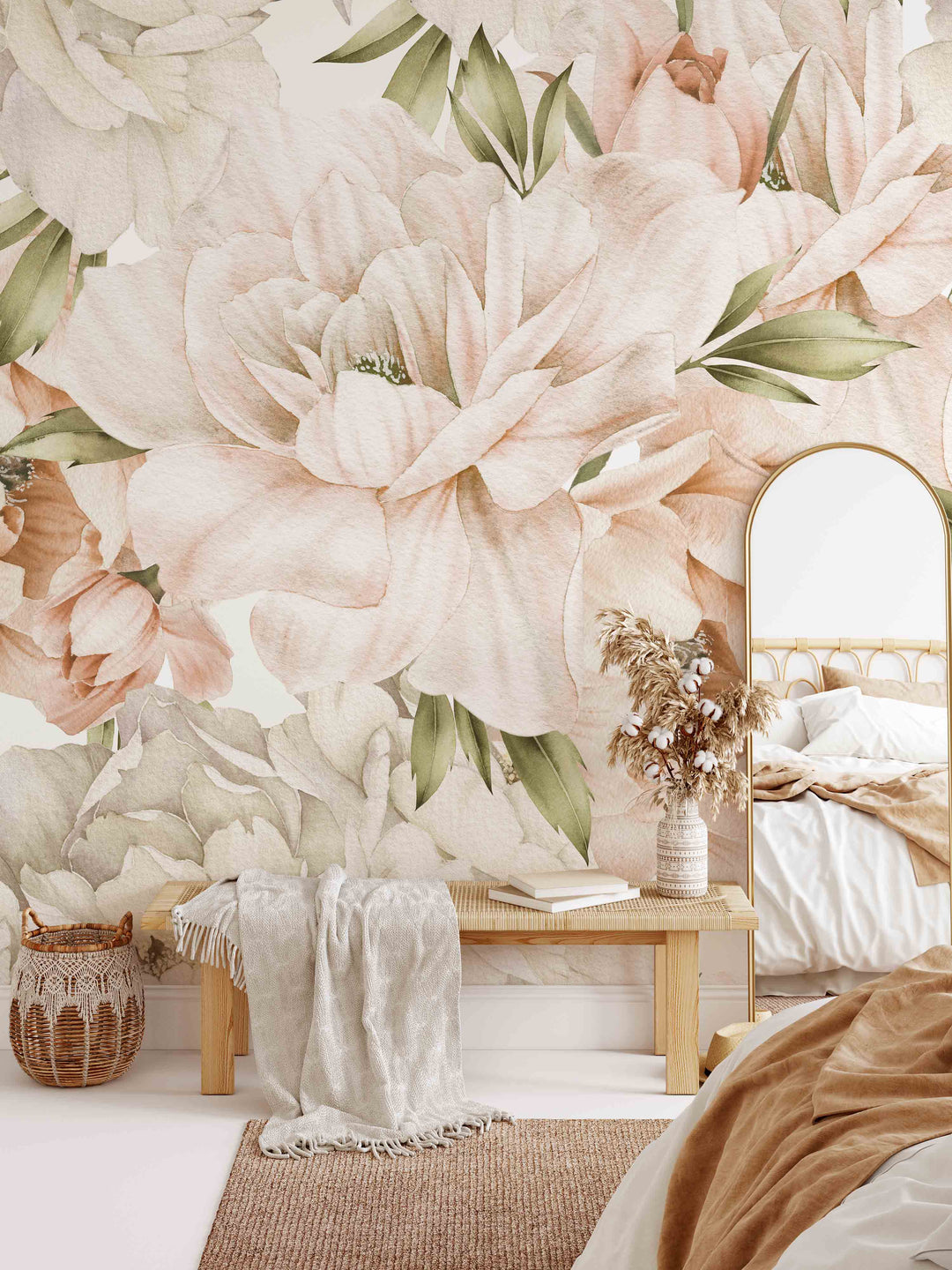 Boho Peony in Blush Wallpaper Mural