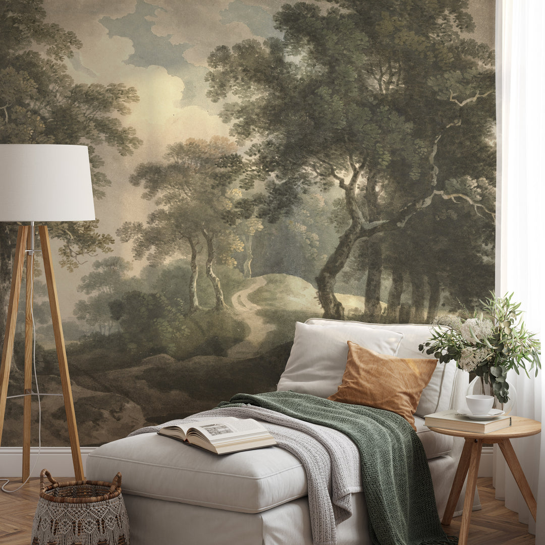 Dark Antique Woodland Trail Mural
