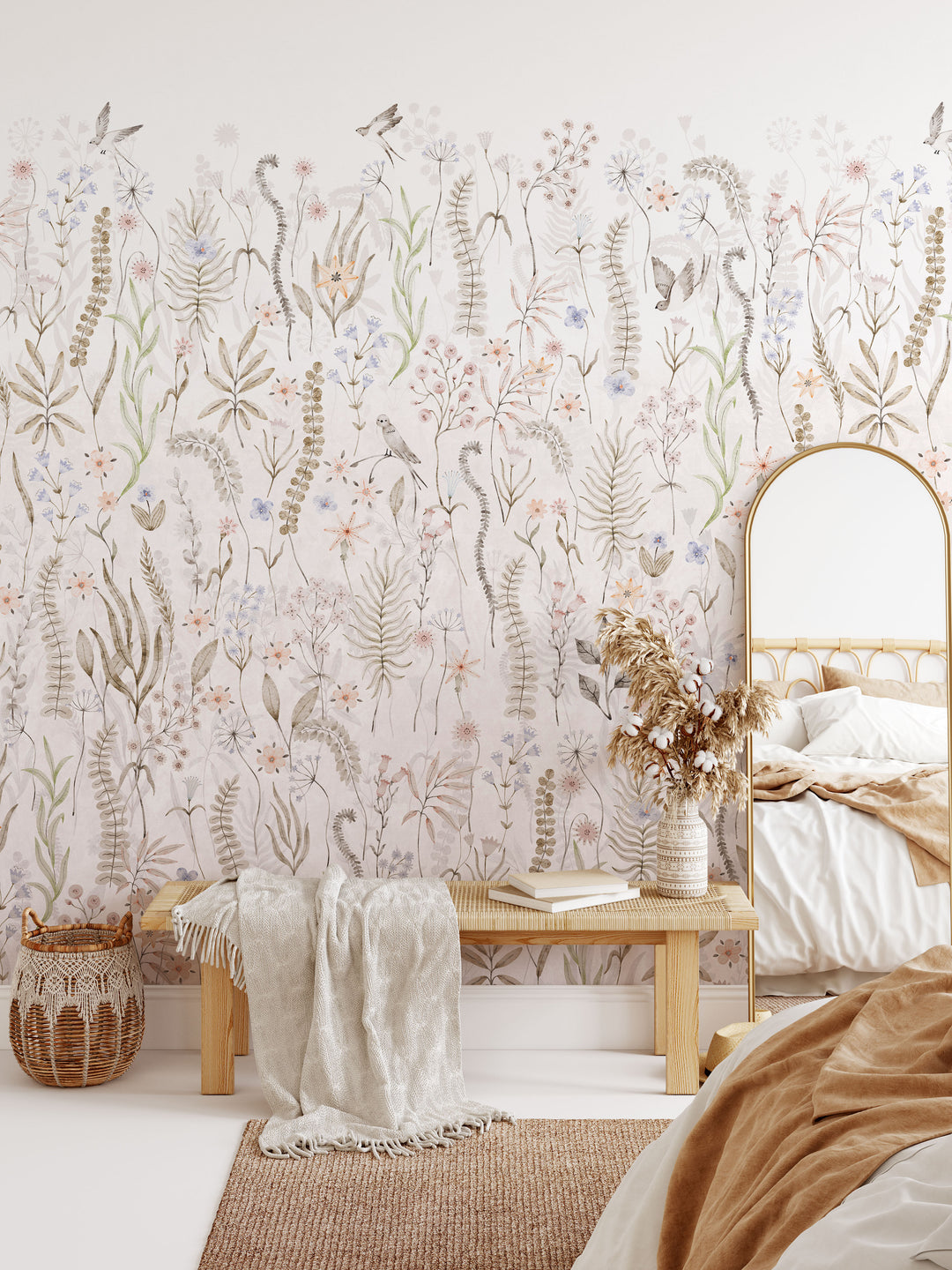 Foggy Wildflower Garden Mural