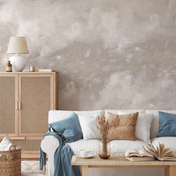 Minimal Ombre Clouds in Nude Wallpaper Mural