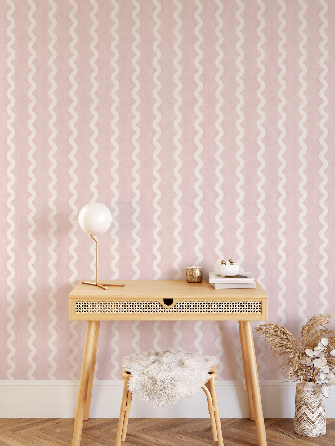 Minimalist Linen Wave Stripe Wallpaper